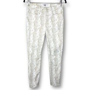 Paige Sz 27 Hoxton Ankle White Tan Sonoran Snake Lyocell Blend Skinny Jeans $239